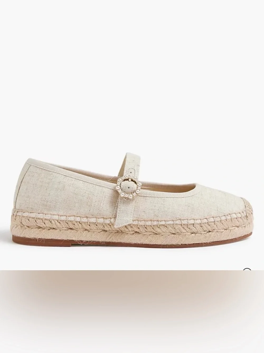 J.Crew Women’s Cream Espadrille Mary Jane Flats with Pearl Buckle size 6